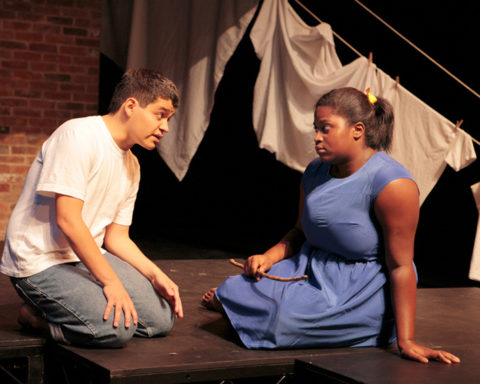 Jonathan Gonzalez and Kimberly Golding in Williams College Summer Theatre Lab's 2013–2014 season production of "A Brief History of America;" photo courtesy WCSTL
