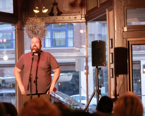 Curtis Asch in the Story Slam Semi-Finals at Dottie's Coffee Lounge in Pittsfield