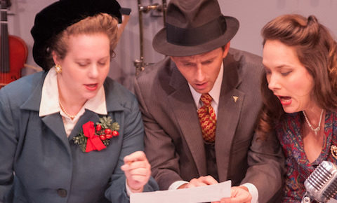 Jennie M. Jadow, Ryan Winkles, and Sarah Jeanette Taylor in "It's a Wonderful Life," adapted by Joe Landry, directed by Jenna Ware (photo by Enrico Spada.