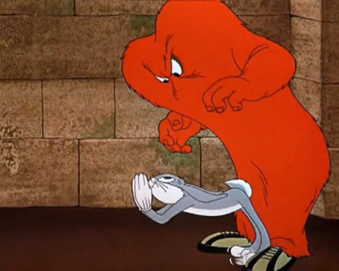 Still from Warner Brothers 1950 cartoon, "Water, Water Every Hare," featuring Bugs Bunny; source, archive.org.