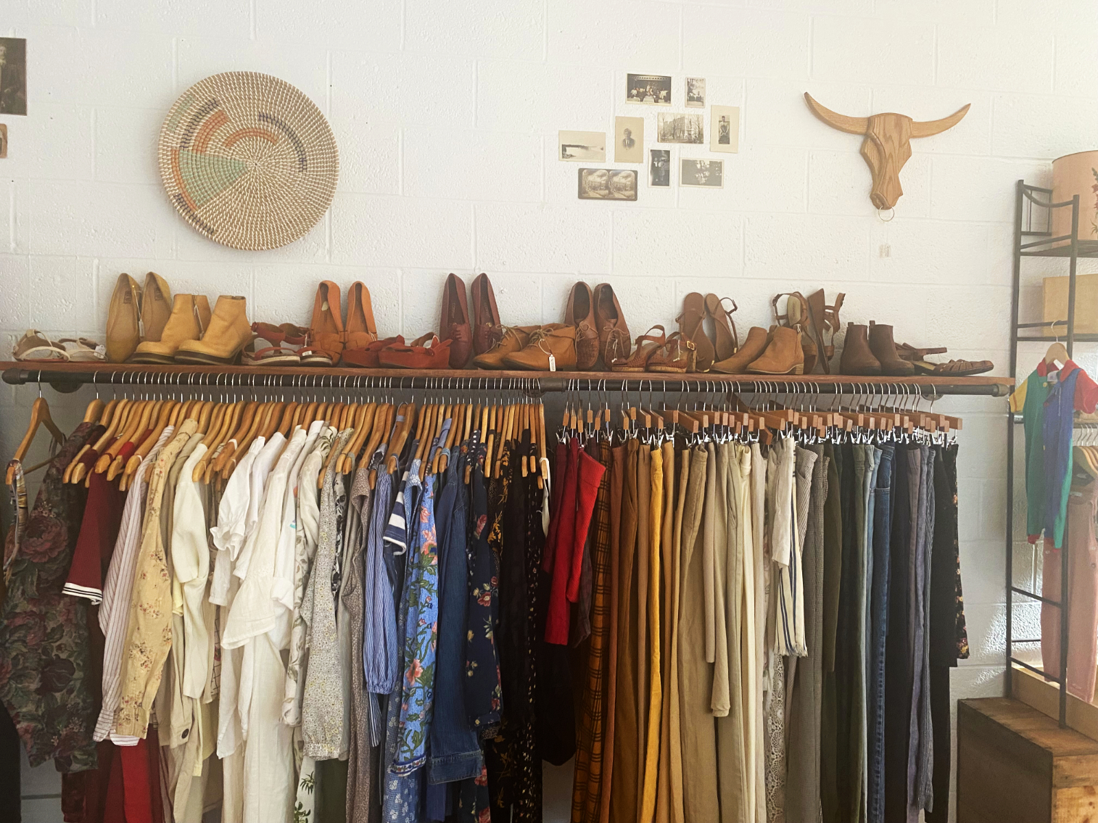 Photo of a rack of clothing.