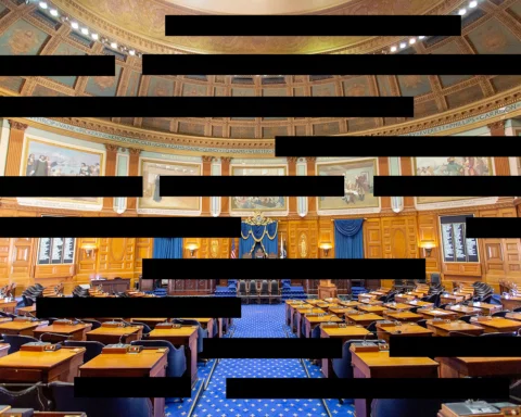 Interior photo of the Massachusetts Statehouse;