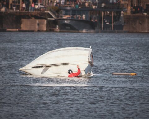 a boat on a river